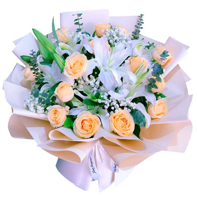 蚌埠16朵香槟玫瑰2支百合，爱的温暖和幸福